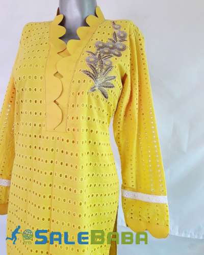 YELLOW CHIKANKARI KURTA