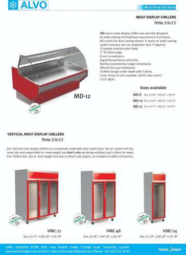 ALVO Meat Shop Equipment in Pakistan, Meat Display Chiller, Meat Hanging Chiller
