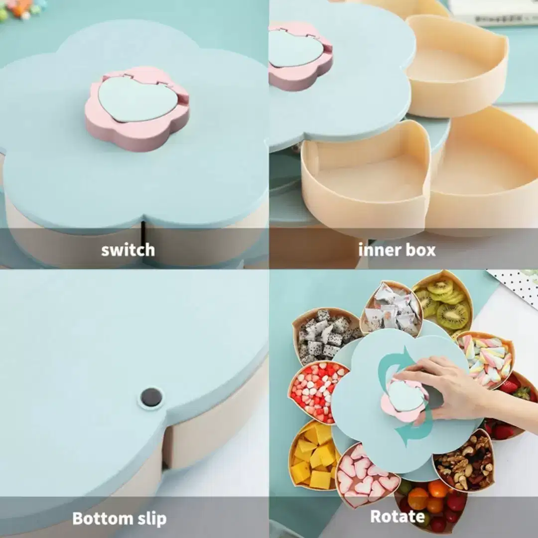 Flower Shape Candy Box Rotating Double Layer