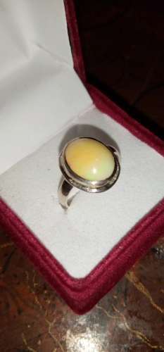 Australian Fire Opal in Silver Ring - WhatsApp for Price or Order