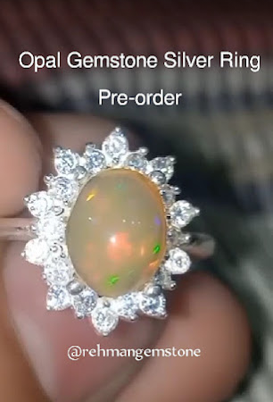 Australian Fire Opal in Silver Ring - WhatsApp for Price or Order